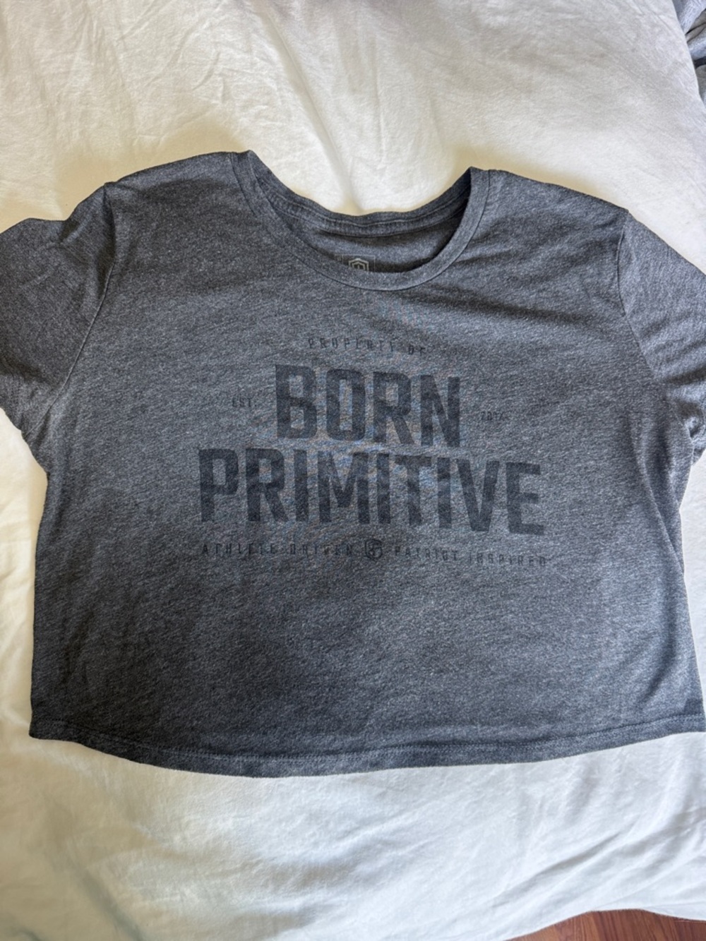 Born Primitive Heather Charcoal Logo Crop Tee